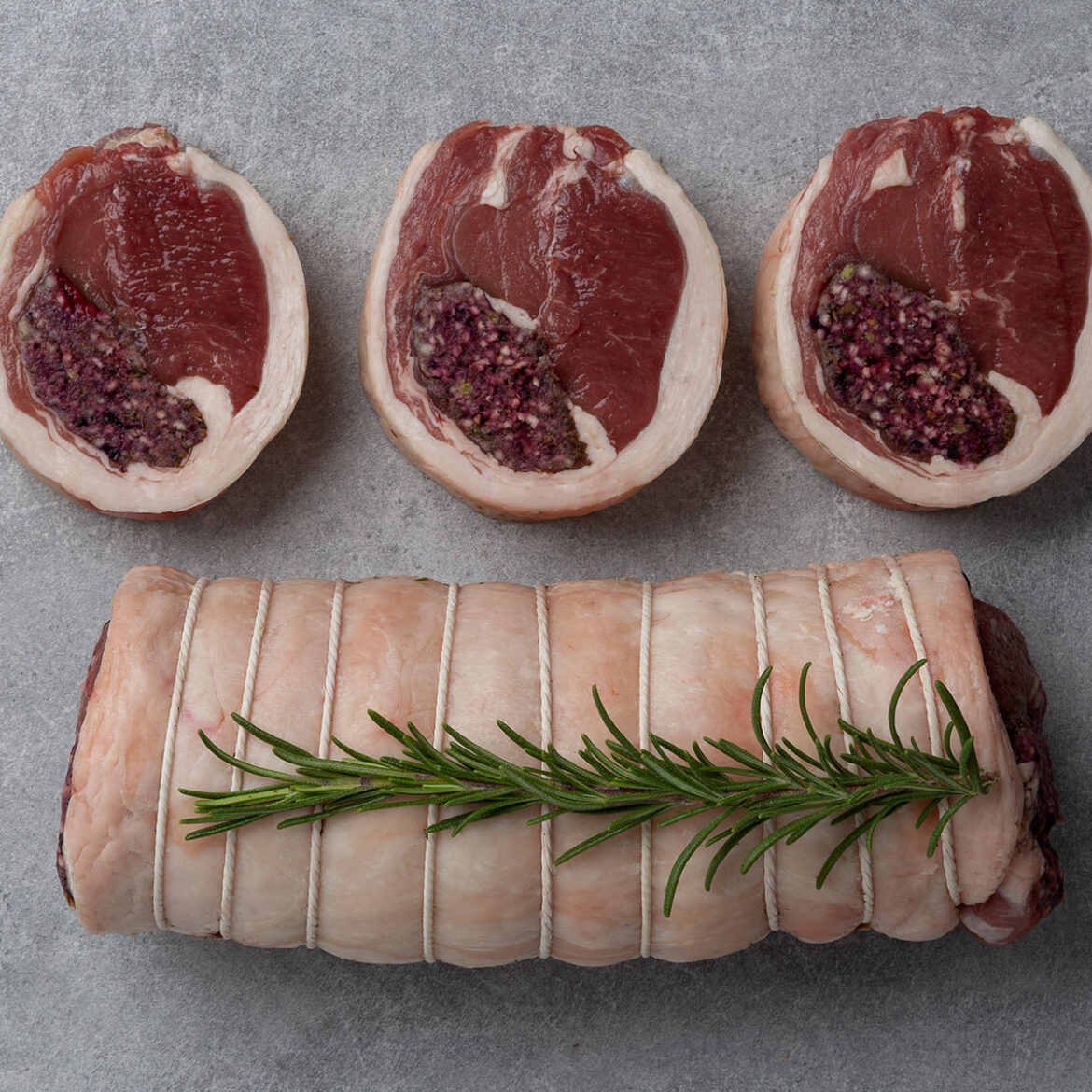 Lamb Noisettes with a Black Forest Berry, Parsley & Thyme Stuffing